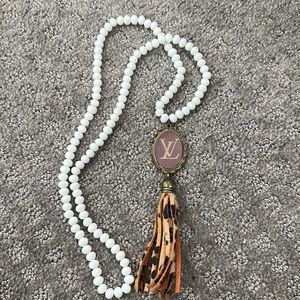LV patterned beaded necklace